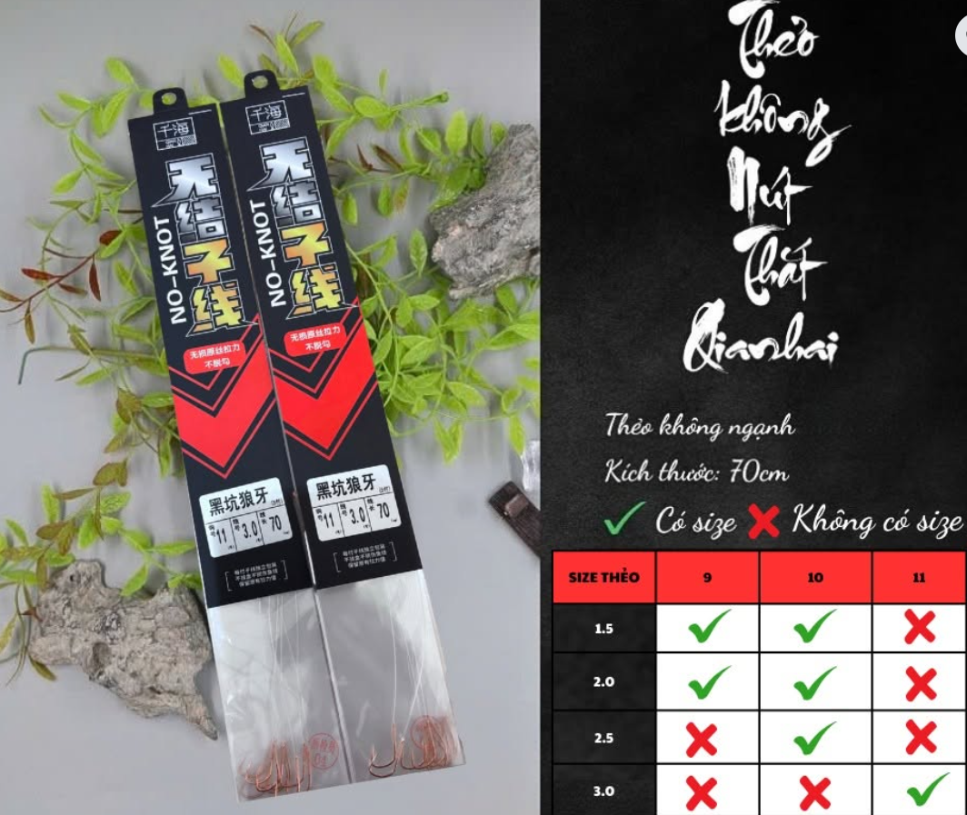 Thẻo sẵn không nút thắt 70cm 5 đôi (Lưỡi mỏng)
